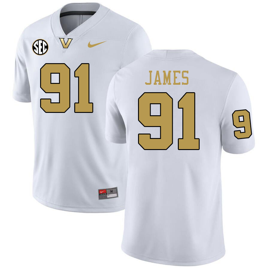 Vanderbilt Commodores #91 Christian James College Football Jerseys 2024 Uniforms Stitched-White